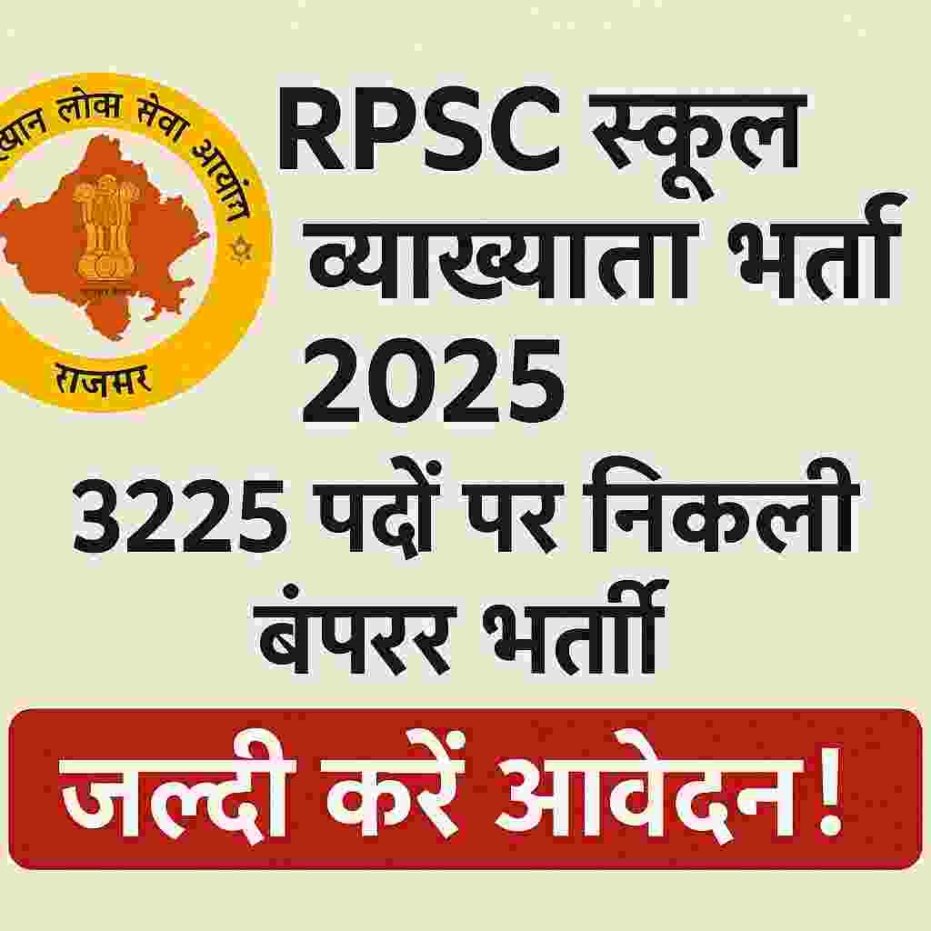 Rajasthan RPSC School Lecturer Vacancy 2025