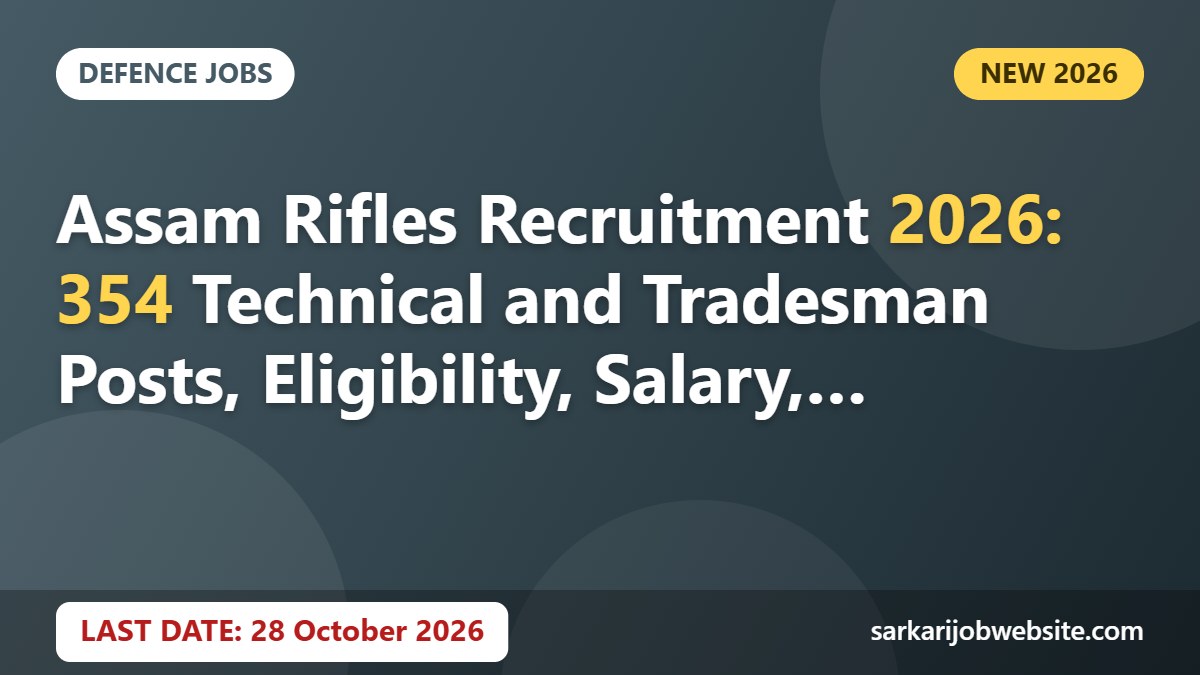 Sarkari job update: Assam Rifles Recruitment 2026