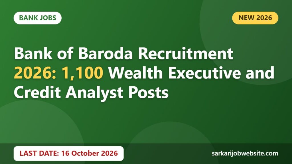 Sarkari job update: Bank of Baroda Recruitment 2026