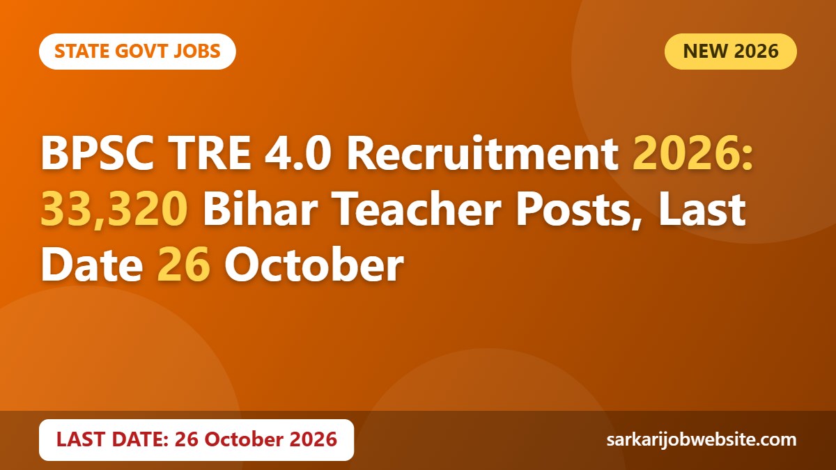 Sarkari job update: BPSC TRE 4.0 Recruitment 2026