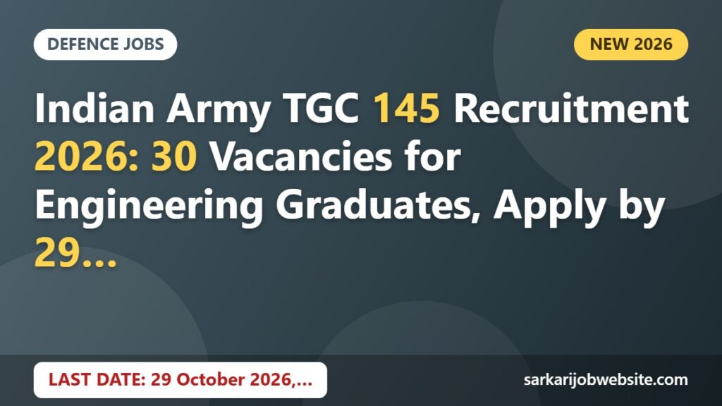 Sarkari job update: Indian Army TGC 145 Recruitment 2026