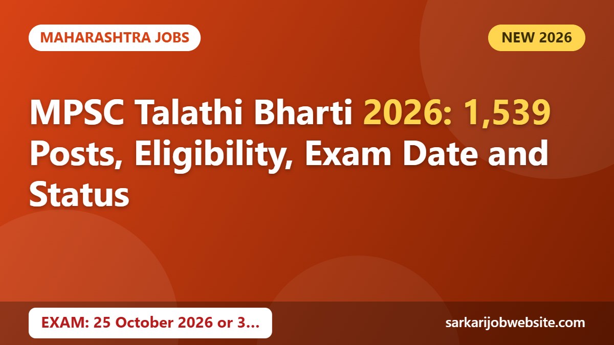 Sarkari job update: MPSC Talathi Bharti 2026