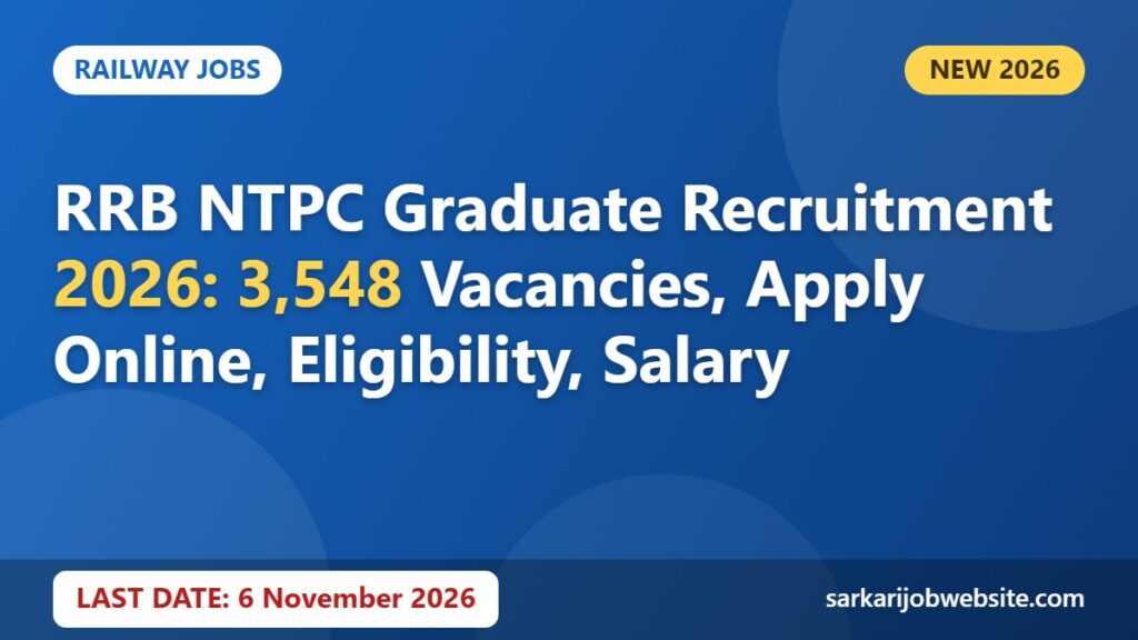 Sarkari job update: RRB NTPC Graduate Recruitment 2026