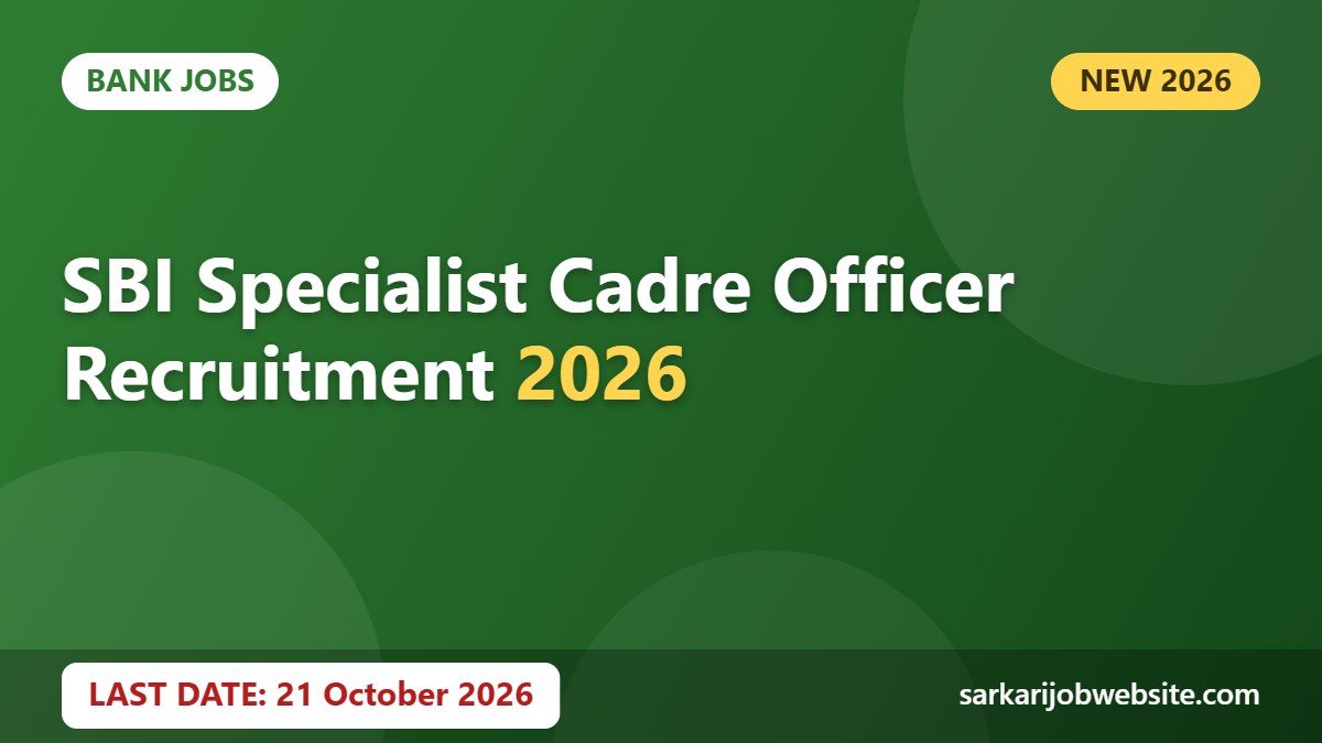 Sarkari job update: SBI Specialist Cadre Officer Recruitment 2026