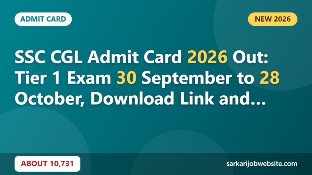 Sarkari job update: SSC CGL Admit Card 2026 Out