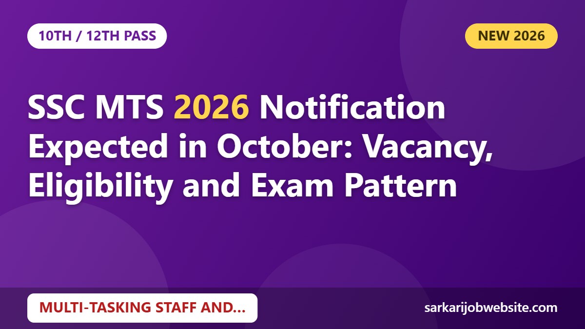 Sarkari job update: SSC MTS 2026 Notification Expected in October