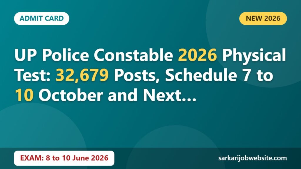 Sarkari job update: UP Police Constable 2026 Physical Test